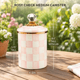 Enamel Food Storage Canister, Medium, Rosy Check Pattern, 10.39 x 7.05 ...
