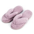 thumbnail image 3 of Women's Flip Flop Plush Slippers, Cozy Open Toe House Shoes for Indoor Outdoor, Furry Slides for Women, 8-9, Pink, 3 of 8