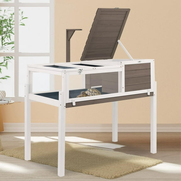 Gowoodhut Tortoise Habitat with Leakproof Tray Reptile Cage with Legs for Small Animals Indoor & Outdoor