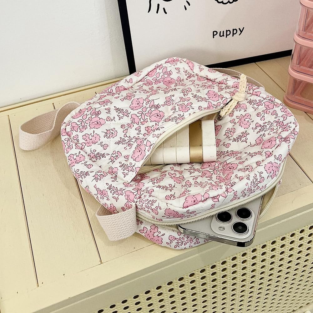 This 3-piece backpack set comes with a cute floral quilted backpack, a medium-sized messenger bag and a small travel storage bag for ladies, presenting a simple and comfortable look