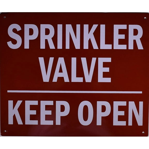 Sprinkler Valve Keep Open Sign (Aluminium Reflective, RED 10X12)