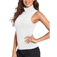 thumbnail image 1 of QRIC Women Sleeveless Mock Turtleneck Shirts Ribbed Fitted Slim Fit Tank Top, S-XL, 1 of 5