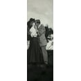 thumbnail image 2 of Atelier B Art Studio 7x14 White Modern Wood Framed Museum Art Print Titled - VINTAGE COUPLE KISSING, 2 of 4