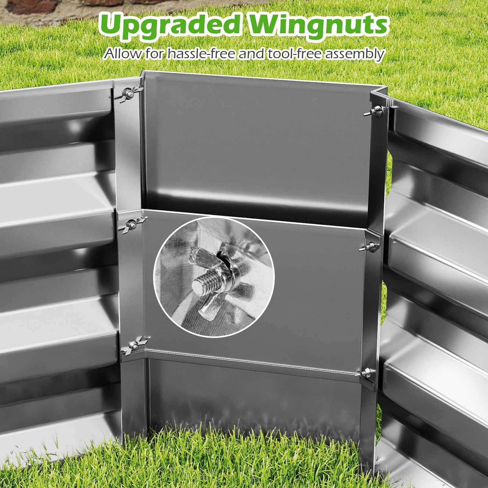 Gymax 8 x 4 x 1FT Galvanized Raised Garden Bed Heavy-Duty Elevated Rectangle Plant Box