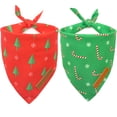 thumbnail image 1 of Paquete de 2 pañuelos para perros Realeaf, Navidad, rojo y verde, 1 of 6