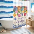thumbnail image 5 of No Hook Shower Curtain, Easter Shower Curtains for Bathroom with See Through Top Window, Tulip Flowers Spring Easter Egg Bunny Butterfly Beige Waterproof Bath Curtain Stand Up Stall 36"x72", 5 of 9