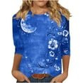 thumbnail image 5 of Patlollav Womens Independence Day Tops Casual 3/4 Sleeve Shirts Crew Neck Loose Casual Blouses Floral Print Tshirts, 5 of 6