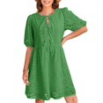 thumbnail image 1 of Summer Dresses for Women  Tie Front V Neck Short Puff, 1 of 6