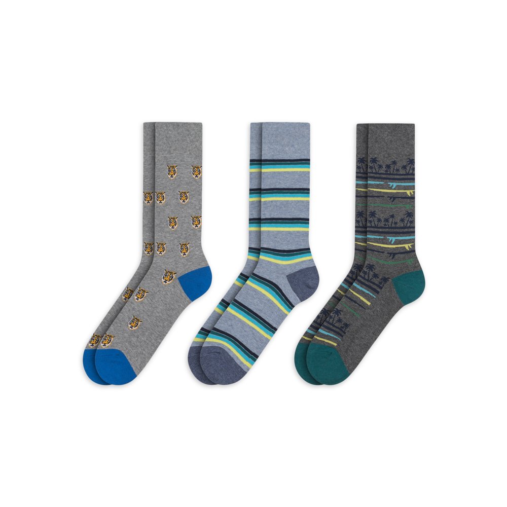 Men's 3 Pack Cotton Novelty Crew Socks