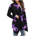 thumbnail image 5 of VKOYWKM Breast Cancer Awareness Cardigans for Women Pink Ribbon Pirnt Long Sleeve Open Front Crdigan Light Weight Shawl Collar Draped Cardigan Outerwear, 5 of 5