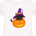 thumbnail image 4 of Inktastic Black Cat, Pumpkin, Cat With Witch Hat, Halloween Boys or Girls Long Sleeve Baby Bodysuit, 4 of 5