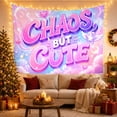 thumbnail image 3 of "Chaos, But Cute" Phrase in Fluffy Pastel Clouds, Playful Illustration for Teen Girls, Y2K Inspirational Room Decor, Housewarming Gift Tapestry Wall Hanging for Dorm and Bedroom, 3 of 7