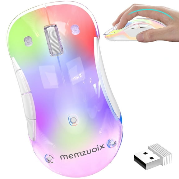 Wireless Mouse, Customizable Mouse Shell, Rechargeable with 9-Color Backlight, 1400 DPI, 2.4G USB, 5 Buttons, Long Battery Life, Wide Compatibility for PC, Laptop, Mac, PS5, and Tablet(Pink)