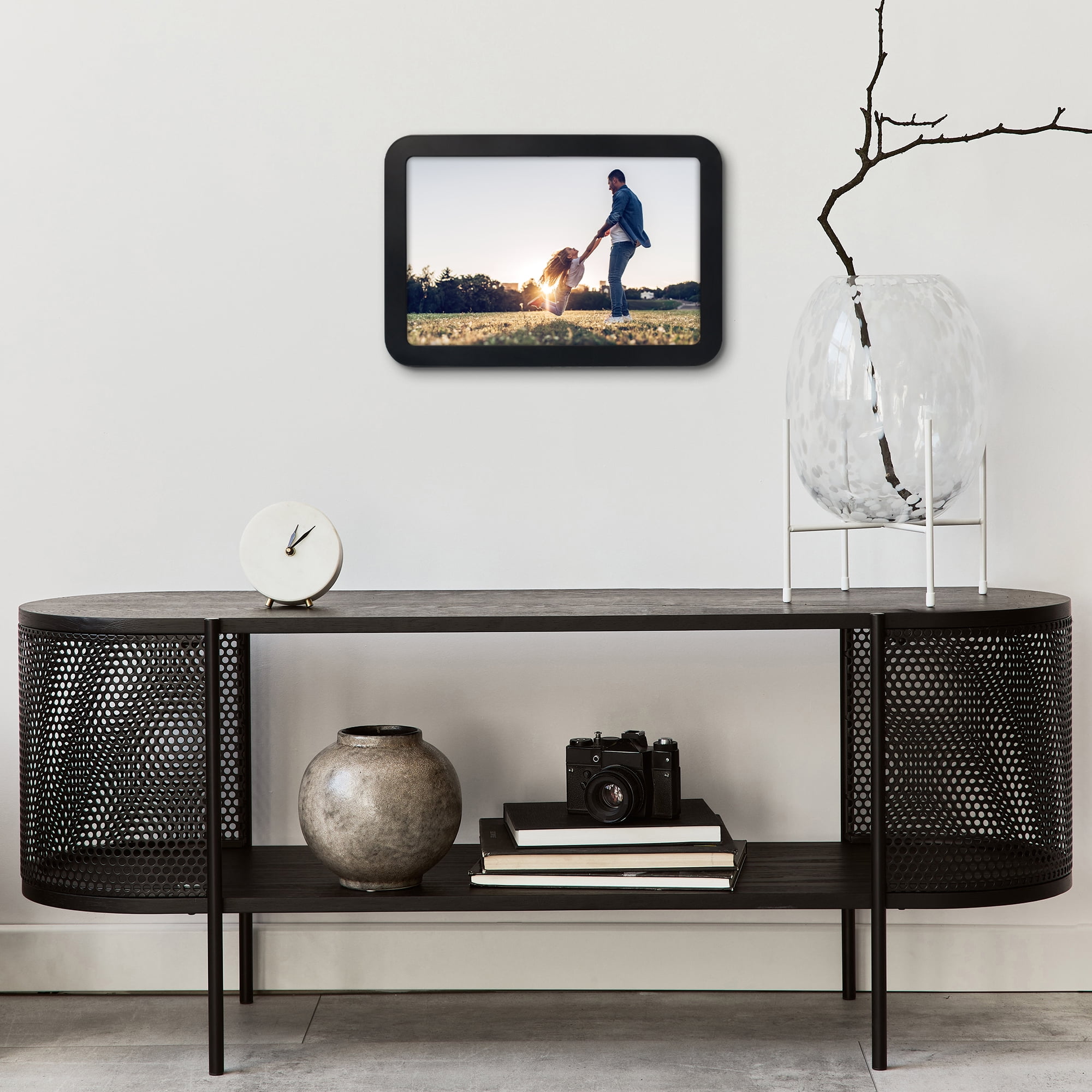 Americanflat 11x17 Picture Frame with Shatter-Resistant Glass Round Corner Molding Mod Collection - Black