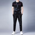 thumbnail image 2 of Conjuntos de pantalones superiores para hombre, camiseta de corte regular, ropa de manga corta para hombre, chándal ajustado de algodón de alta calidad, trajes deportivos holgados, 2 of 4
