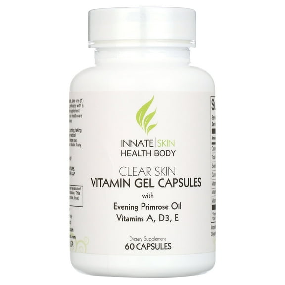 Innate Skin Clear Skin Acne Capsules Gel Adult & Teen Hormonal Acne Supplements 60 Count