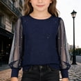 thumbnail image 2 of uikmnh Tops for Teens Girls Sequin Mesh Long Sleeve Tunic Top for Holiday Party Size:4-5 Years, 2 of 9