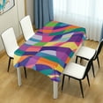 thumbnail image 4 of Yayeee Tablecloths 54" x 54" Rectangle Wrinkle Resistant Party Table Cover, Colorful Wavy Pattern, 4 of 8