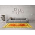 thumbnail image 3 of Ahgly Company Machine Washable Indoor Square Medallion Yellow Traditional Area Rugs, 5' Square, 3 of 4