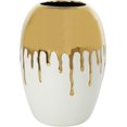 thumbnail image 1 of CosmoLiving by Cosmopolitan Ceramic Decorative Vase Centerpiece Vase with Abstract Gold Melting Drips, Flower Vase for Home Decoration 9" x 9" x 13", White, 1 of 8