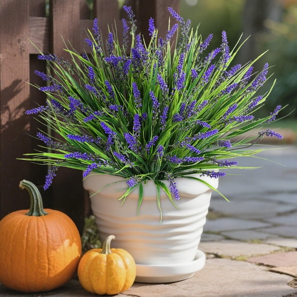 Plantas artificiales Ivydale Monkey Grass, 10 unidades, color morado, para exteriores