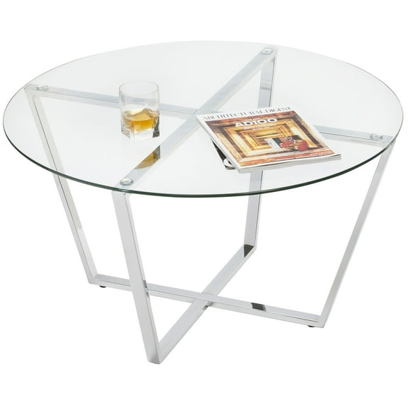 Mango Steam Round Metro Glass Coffee Table - Chrome