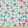 thumbnail image 2 of Ambesonne Aqua Flowers Fabric by the Yard Microfiber, Plumeria Blossom Art, 3 Yards, White Blush Turquoise, 2 of 2
