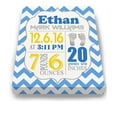 thumbnail image 2 of Personalized Canvas Birth Announcement Nursery Decor Gift, Footprint Design, Custom Name, Date, Weight & Length, Unique Boys & Girls Baby Shower Wall Art Presents, Color Blue, Size - 8X10, 2 of 5