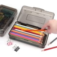 thumbnail image 2 of Djiypn Plastic Pencil Case Box with Lid Snap Closure, Large Capacity Storage Organizer Box for Home, Office, 1Pack-Coffee, 2 of 6