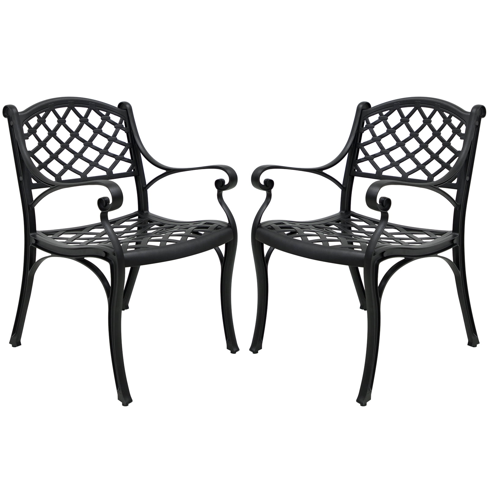 LANTRO JS 2 Piece Outdoor Dining Chairs, Cast Aluminum Chairs with Armrest, Patio Bistro Chair