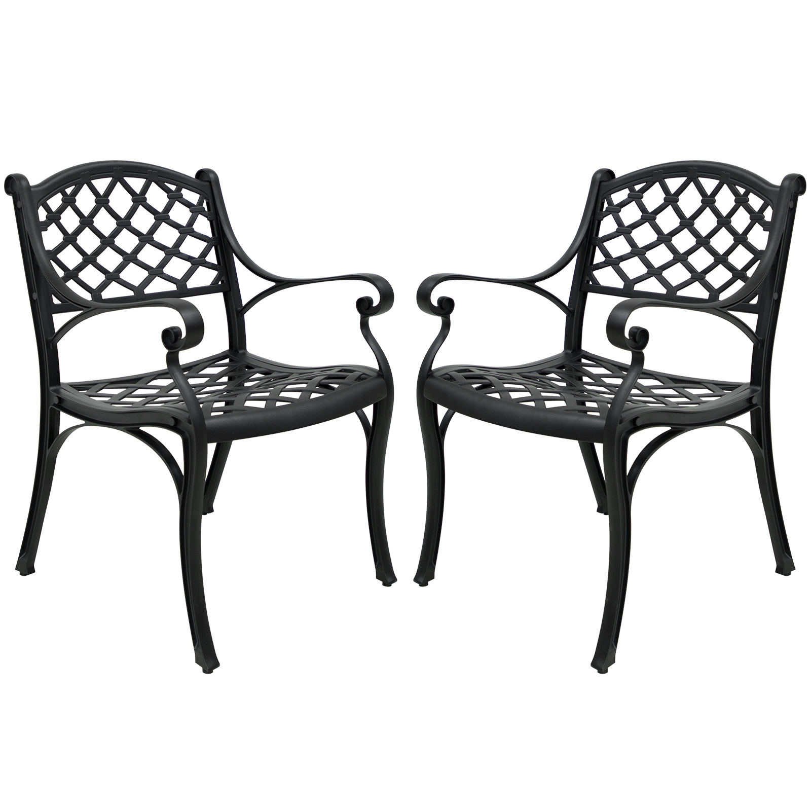 CoSoTower 2 Piece Outdoor Dining Chairs, Cast Aluminum Chairs With Armrest, Patio Bistro Chair Set Of 2 For Garden, Backyard, Lattice Design 2 Chairs - image 1 of 8