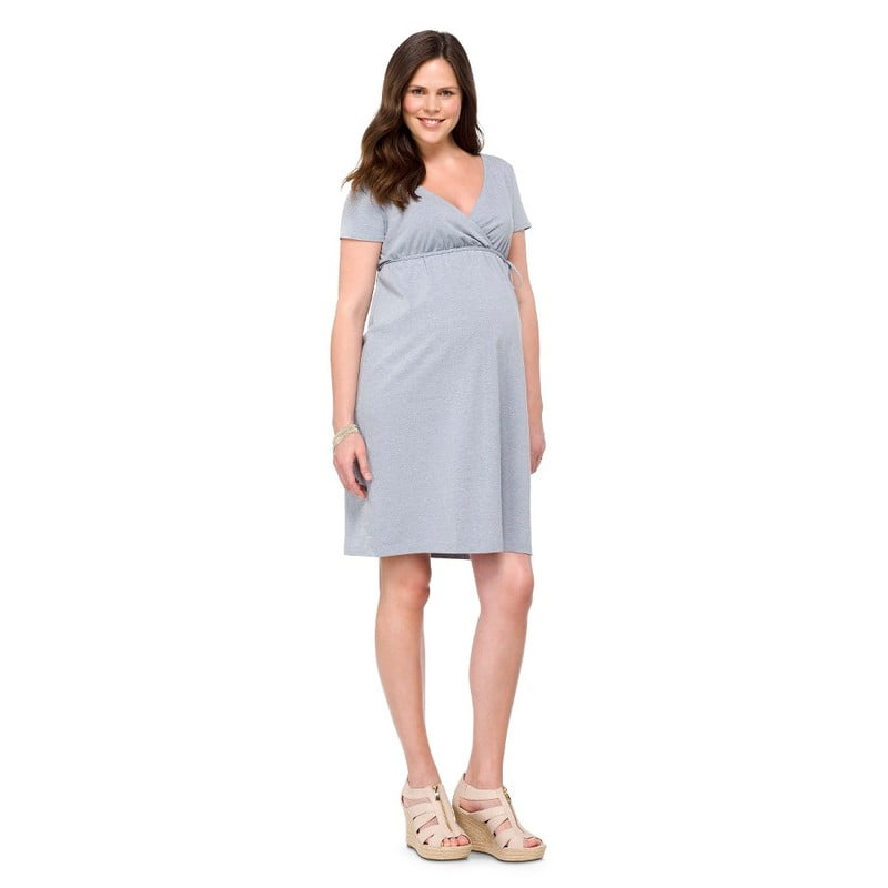 Maternity Short Sleeve Nursing Friendly Dress Gray L-Liz Lange 15422901 ...