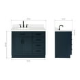 thumbnail image 3 of Ariel Hepburn 43 In. Left Offset Oval Sink Vanity With White Quartz Countertop In Midnight Blue, 3 of 10