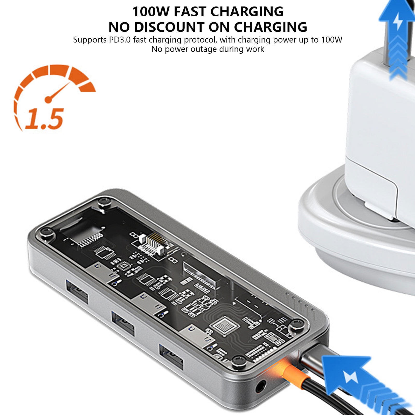 USB C to HDTV Adapter 10 Port Expansion Dock With RJ45 Ethernet VGA 3.5mm USB3.0 Data Transfer Memory Card Reader 100W