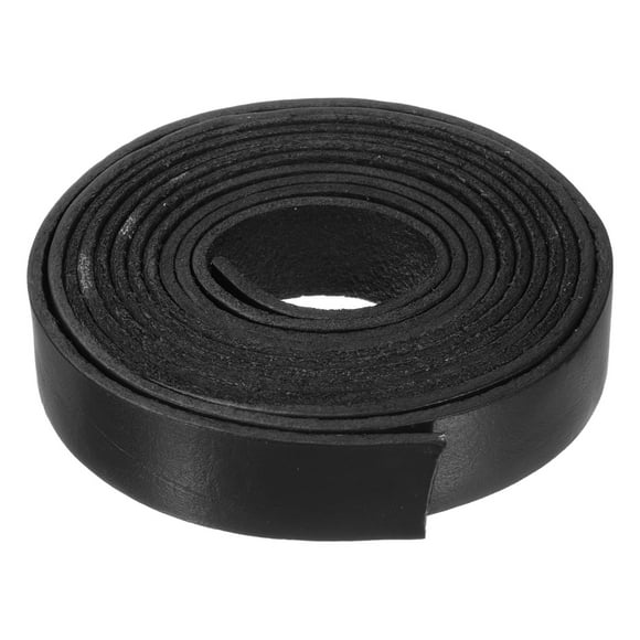 Unique Bargains 2.2 Yard 20mm Flat Leather Cord, Leather Lacing Strips for DIY Crafting Black
