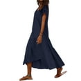 thumbnail image 6 of ZANZEA Womens V-neck Short Sleeve Solid Casual Long Maxi Dress, 6 of 6