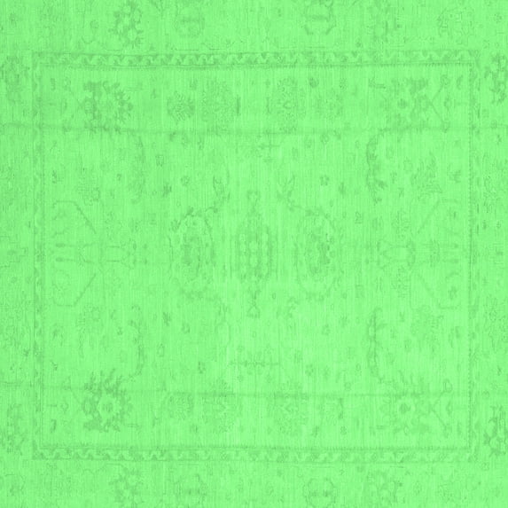 Ahgly Company Indoor Square Abstract Emerald Green Modern Area Rugs, 7' Square