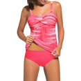 thumbnail image 2 of Women's Solid Ruched Tankini Top Swimsuit with Triangle Briefs, 2 of 4