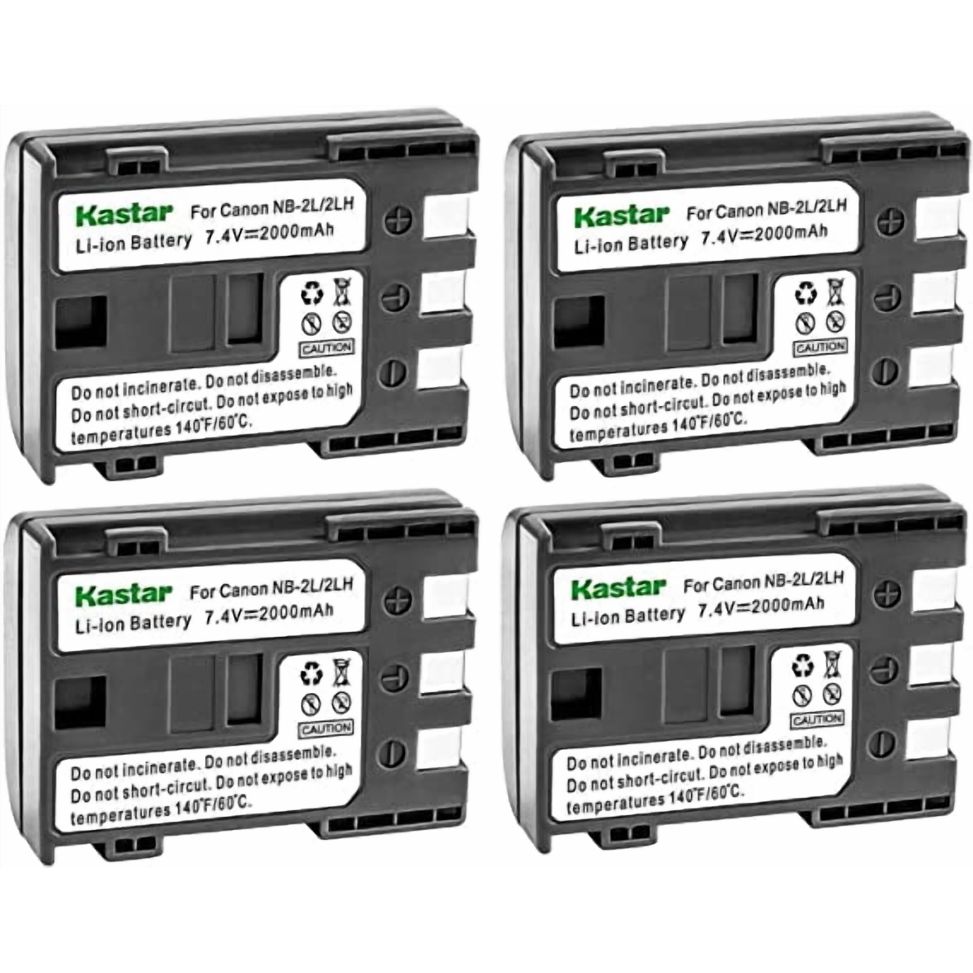 Kastar 4-Pack NB-2L / NB-2LH Battery Replacement for Canon MD130 MD140 MD150 MD160 MD205 MD215 MD216 MD225 MD235 MD255 MD265 MV5 MV5i MV5iMC MV6iMC MV790 MV790i Camera