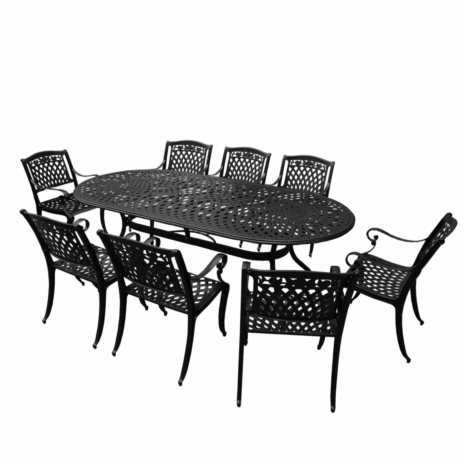 Oakland Living Rose Ornate Mesh Lattice Aluminum 9 Piece Patio Dining Set