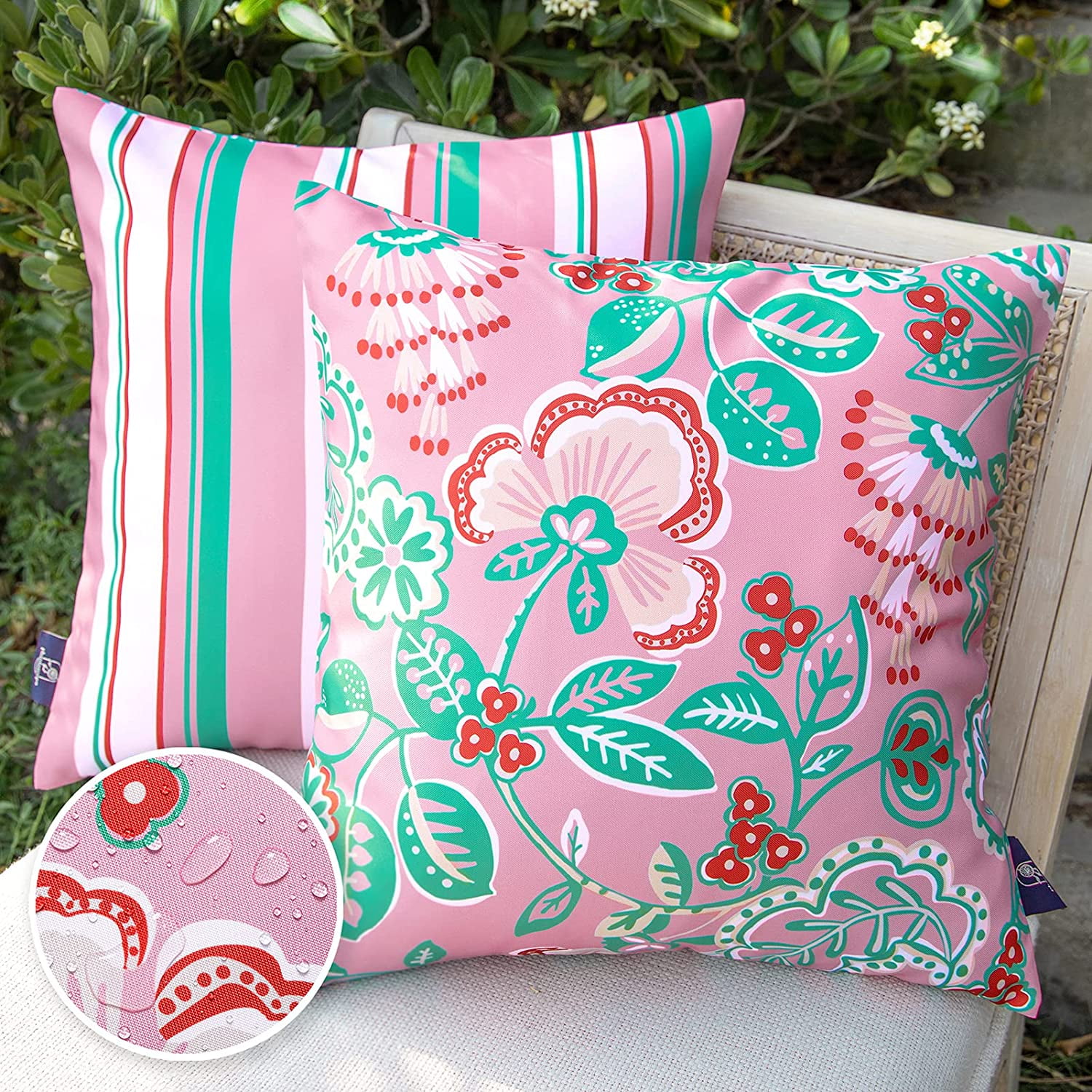 Pack of 2 Outdoor Indoor Throw Pillow Covers Decorative Waterproof