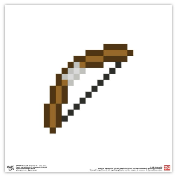 Gallery Pops Minecraft: Iconic Pixels - Items - Bow Wall Art, Unframed Version, 12" x 12"
