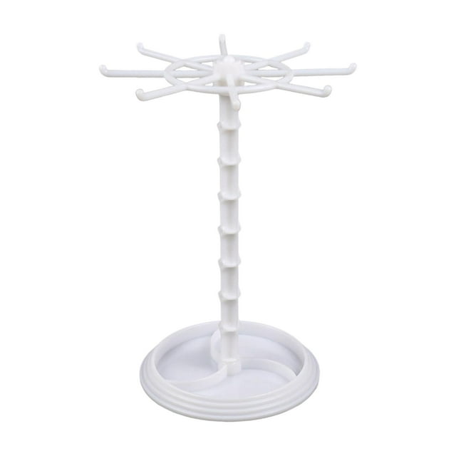 Organizador de joyas con soporte giratorio para árbol de joyas y bandeja para guardar collares. Alto Blanco