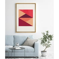 PixonSign Framed Canvas Print Wall Art Square Made of Orange and Red Triangles Geometric Shapes Digital Art Modern Art Minimalist Multicolor Neon for Living Room, Bedroom, Office - 16"x24" Natural