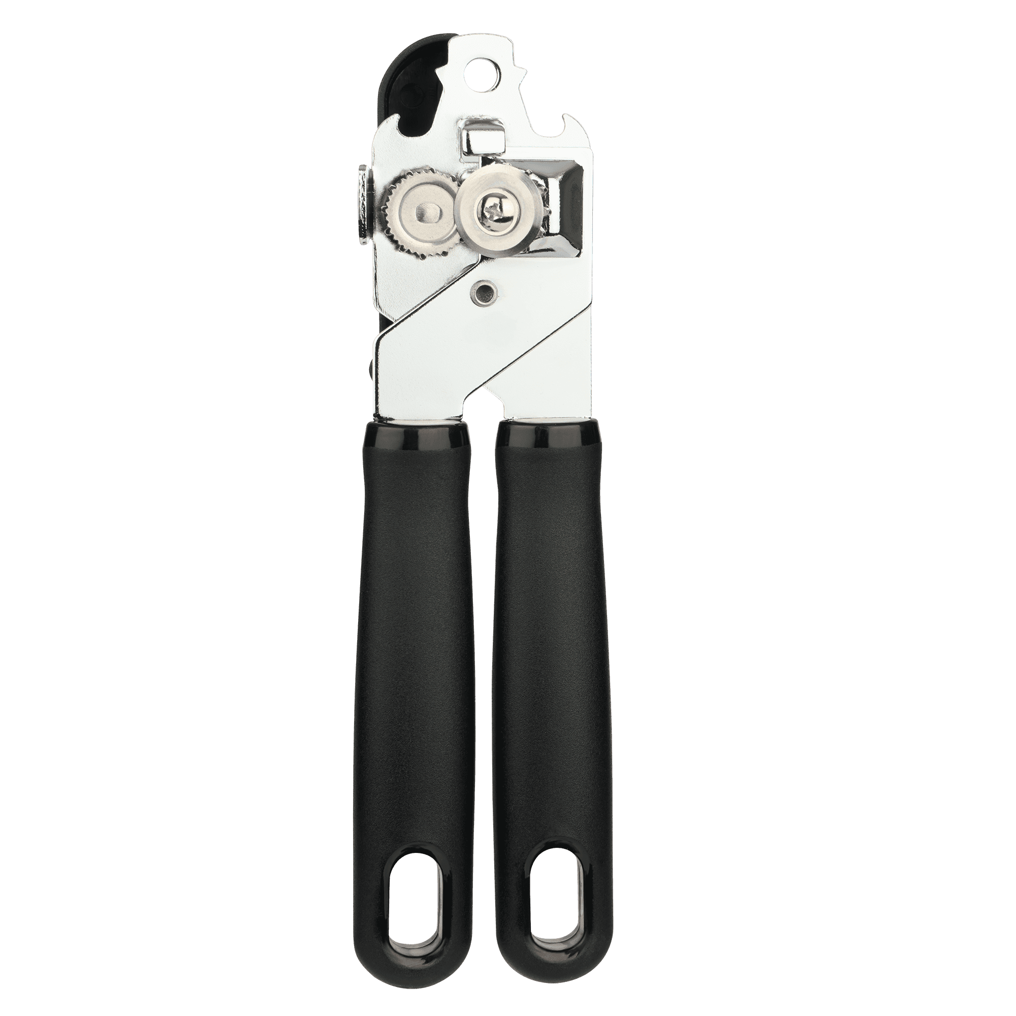 (4 pack)  2 Ply Manual Can Opener with Integrated Bottle Opener, Black