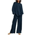 thumbnail image 1 of CHOK Ensembles en Coton et Lin pour Femmes 2 Pcs Ensemble de Détente à Manches Longues Pantalon Léger Tenues de Printemps Été, 1 of 7