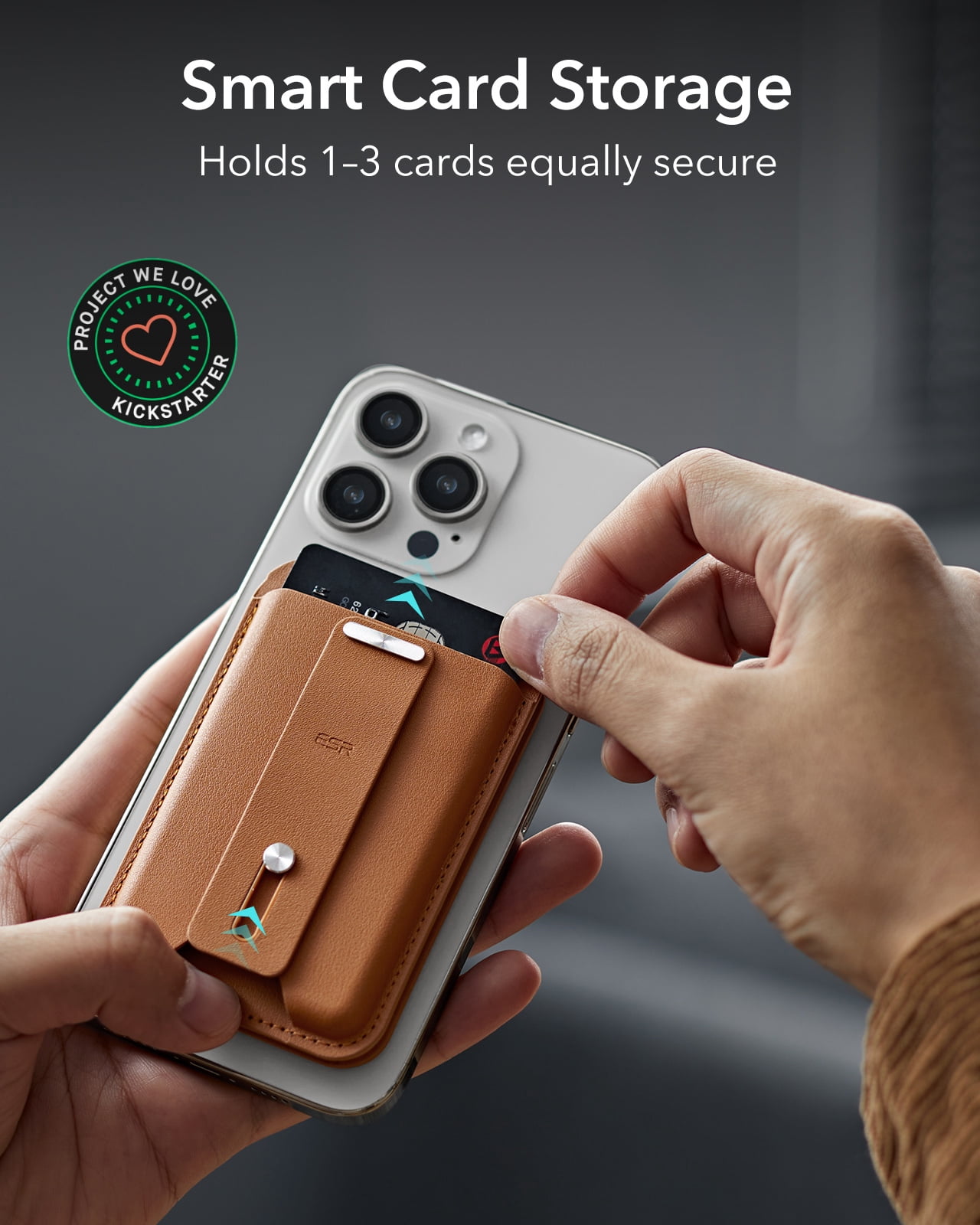 ESR Geo MagSafe Wallet with Find My | 5‑Card RFID‑Blocking Wallet & Adjustable Stand for iPhone 12‑17 Series | Brown