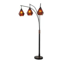 NOVA OF CALIFORNIA Artifact Natural Mica 3 Light Arc Floor Lamp - 86", Expresso Bronze