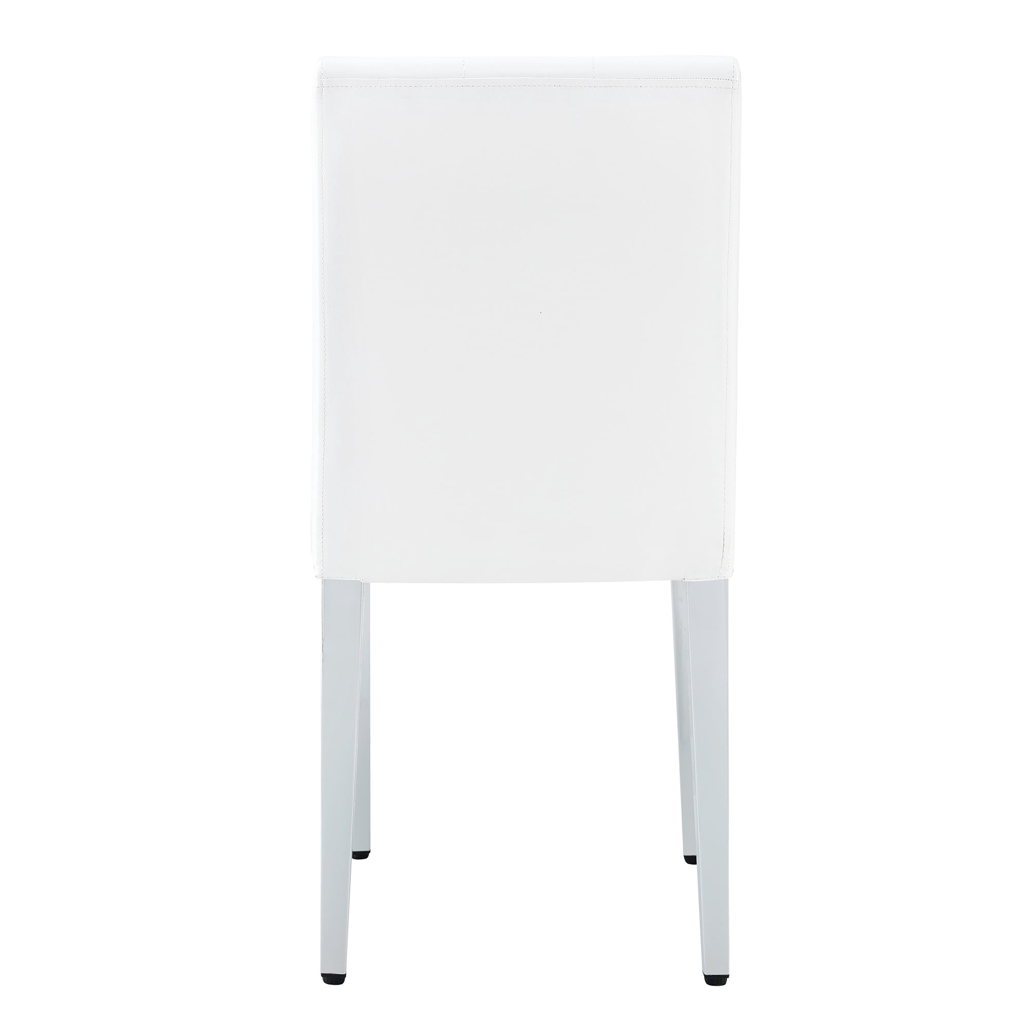 Sailvan PU Dining Chairs, 35 Inch Ergonomic Buckle Backrest with Silver Metal Legs