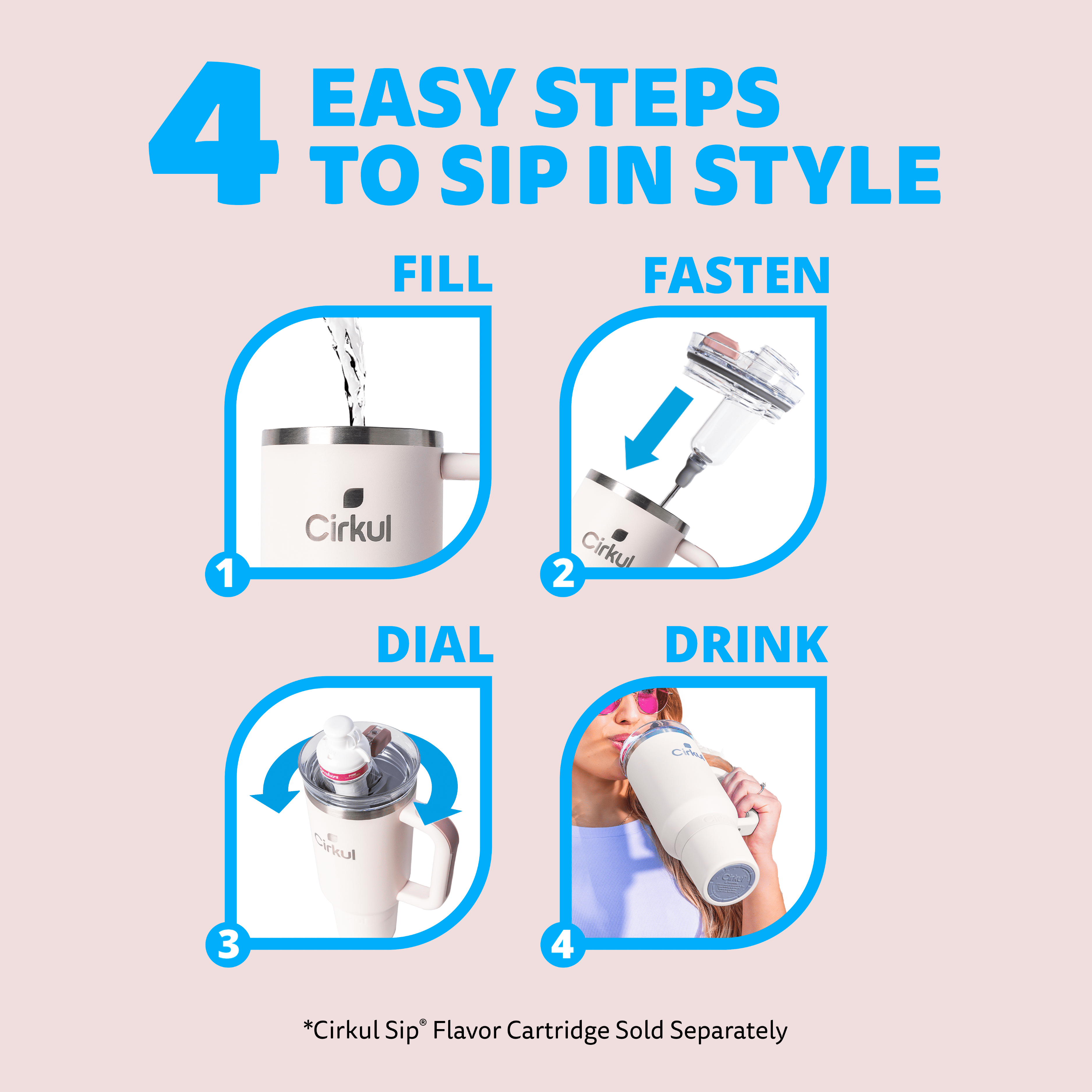 Gobelet All-Day StrawSipMC de Cirkul, 40 oz, fleur de cerisier (rose clair) Gobelet All-Day StrawSip™ 40 oz fleur de cerisier